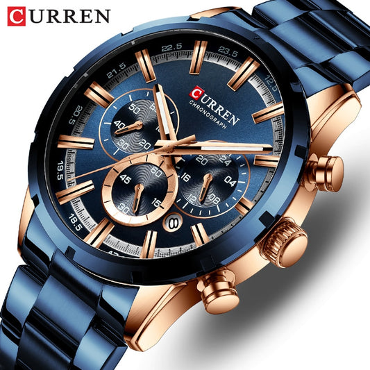 ⌚️ CURREN – Reloj CURREN para hombre, deportivo y elegante 💪💼. Movimiento de cuarzo, correa de acero inoxidable. Resistente al agua 💦 y con cronógrafo ⏱️. ¡Un complemento masculino imprescindible! 👔👨‍💼
