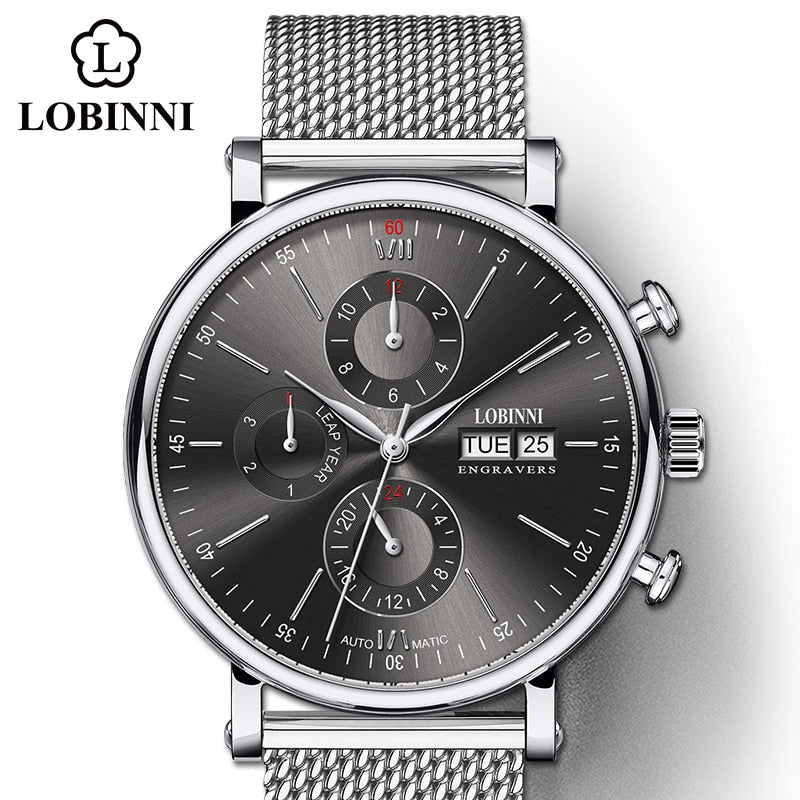 Lobinni-reloj De Zafiro Automtico Para Hombre Accesorio Masculino De Pulsera Con Mecanismo Automtico De Movimiento De Gaviota Con Bisel De Metal Disponible En Color Negro
