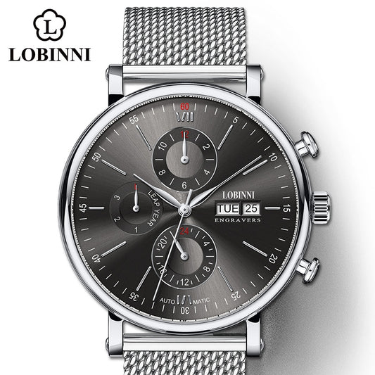 Lobinni-reloj De Zafiro Automtico Para Hombre Accesorio Masculino De Pulsera Con Mecanismo Automtico De Movimiento De Gaviota Con Bisel De Metal Disponible En Color Negro